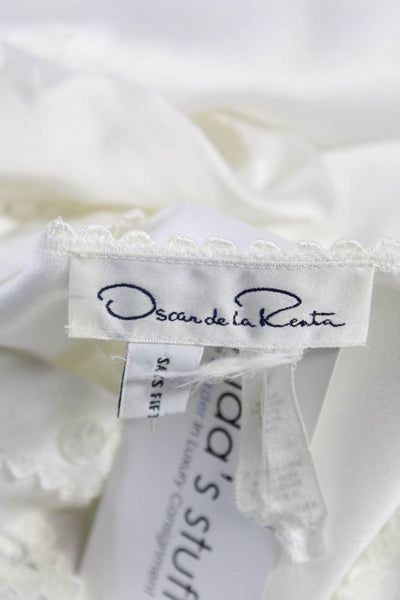 Oscar de la Renta Women White Sleeveless Square Neck Midi Dress Button Size S