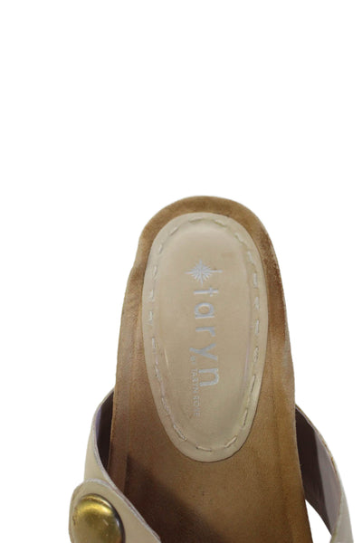Taryn by Taryn Rose Womens Leather Braided Detail Wedges Beige Size 8