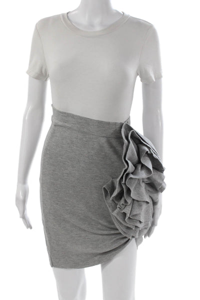 Theo Womens Straight Pencil Gray Viscose Short Skirt Size XS