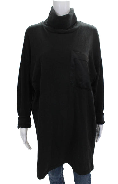 ATM Womens Sweater Dress Tunic Black Turtleneck Long Sleeve Cotton Size M