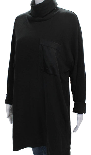 ATM Womens Sweater Dress Tunic Black Turtleneck Long Sleeve Cotton Size M
