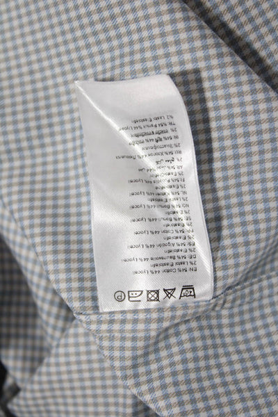Eton Mens Collared Check Cotton Long Sleeve Button Up Shirt Gray Size L