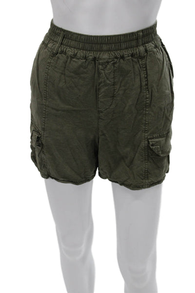 Sanctuary Womens Cargo Shorts Green Lyocell Pull On Size S