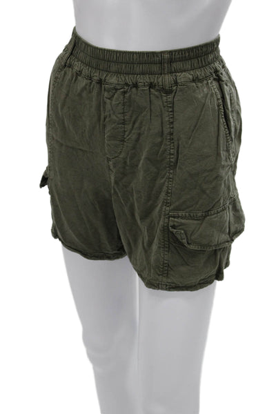 Sanctuary Womens Cargo Shorts Green Lyocell Pull On Size S