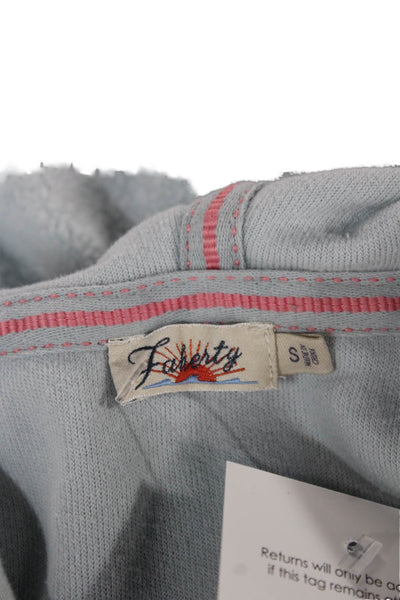 Faherty Mens Pullover Hoodie Blue Graphic Organic Cotton Drawstring Size S