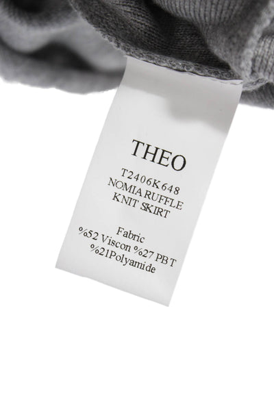 Theo Womens Straight Pencil Gray Viscose Short Skirt Size XS