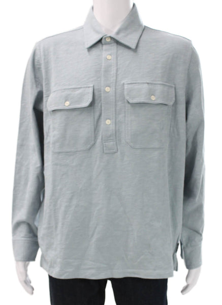 Todd Snyder Mens Polo Button Up Shirt Long Sleeve Collared Cotton Blue Size L