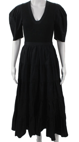 Ulla Johnson Womens Peasant Skirt Black Viscose Size 0P