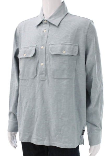 Todd Snyder Mens Polo Button Up Shirt Long Sleeve Collared Cotton Blue Size L