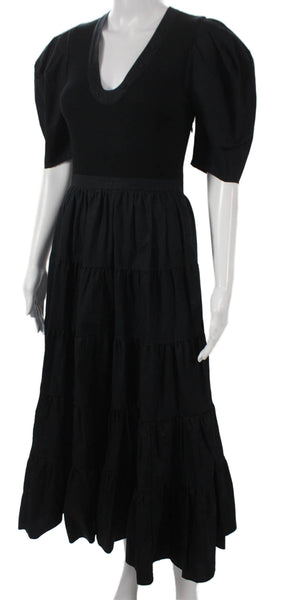 Ulla Johnson Womens Peasant Skirt Black Viscose Size 0P
