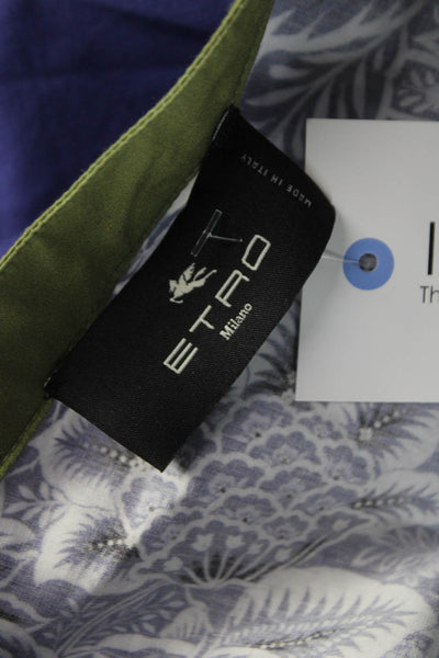 Etro Women Maxi Dress Blue Floral Cotton Collared 3/4 Sleeve Long Zip Size 44