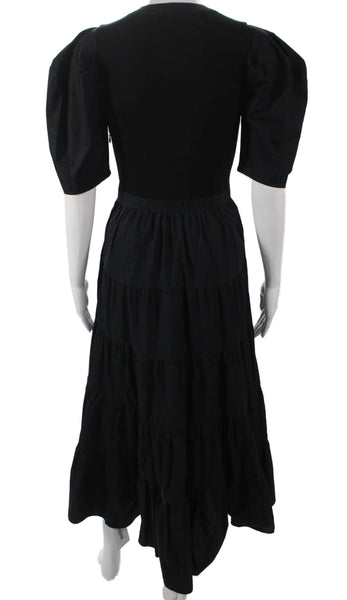 Ulla Johnson Womens Peasant Skirt Black Viscose Size 0P