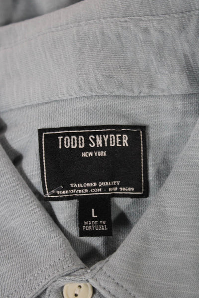 Todd Snyder Mens Polo Button Up Shirt Long Sleeve Collared Cotton Blue Size L