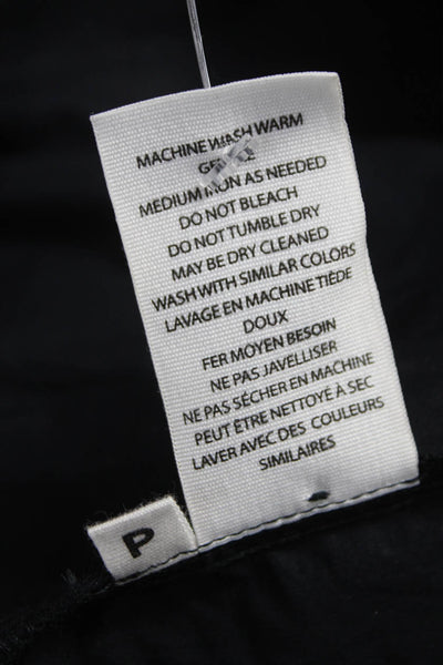 Vilagallo Women A-Line Cotton Blouse Black Zip Half Sleeve Petite Size 36