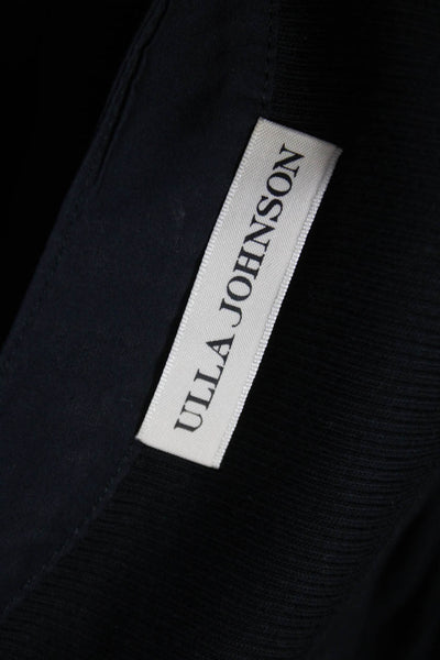 Vilagallo Women A-Line Cotton Blouse Black Zip Half Sleeve Petite Size 36