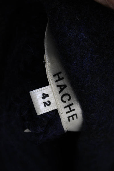 Hache Women Cape Alpaca Turtleneck Sweater Blue Long Sleeve Size 42