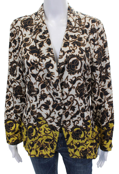 Kobi Halperin Women Silk Floral Blouse Button Long Sleeve White Size M