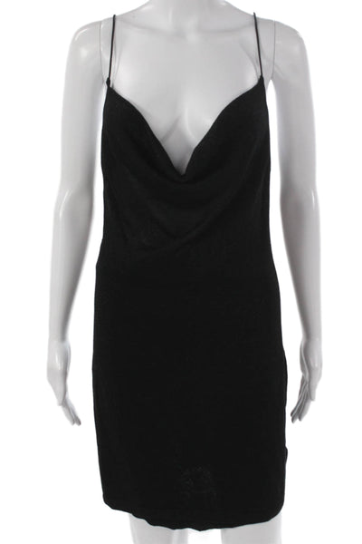 525 Womens Slip Dress Black Cowl Neck Sleeveless Short Polyester Size M