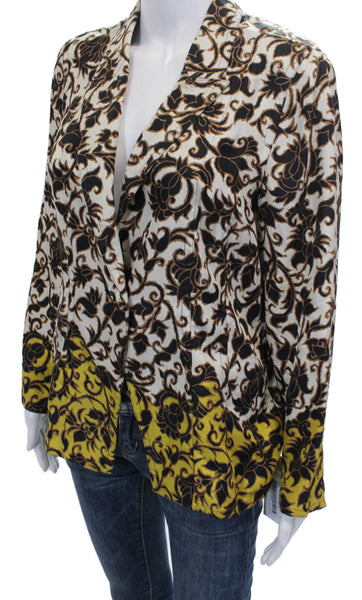 Kobi Halperin Women Silk Floral Blouse Button Long Sleeve White Size M