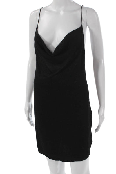 525 Womens Slip Dress Black Cowl Neck Sleeveless Short Polyester Size M