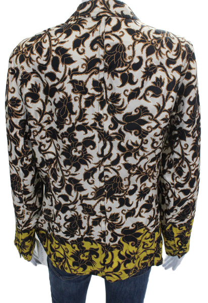 Kobi Halperin Women Silk Floral Blouse Button Long Sleeve White Size M