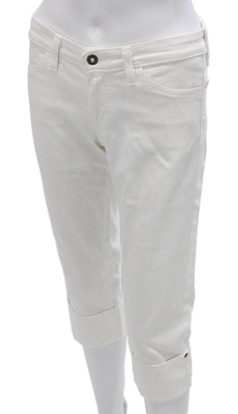 Adriano Goldschmied Womens White Capri Jeans Mid Rise Cotton Blend Size 27