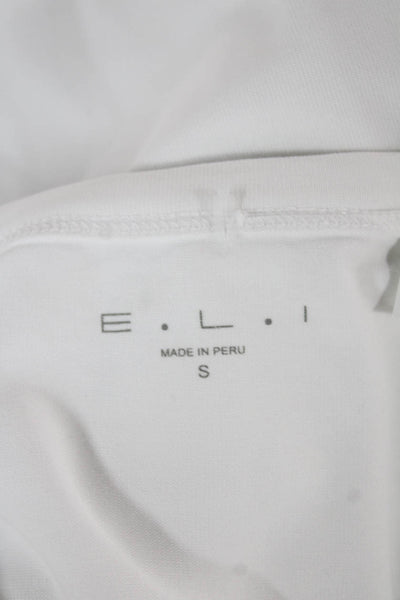 E.L.I Womens Basic Cotton Crew Neck 3/4 Sleeve T-Shirt White Size S