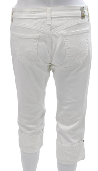 Adriano Goldschmied Womens White Capri Jeans Mid Rise Cotton Blend Size 27