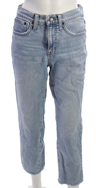 J Crew Womens High Rise Straight Jeans Blue Cotton Button Size 26