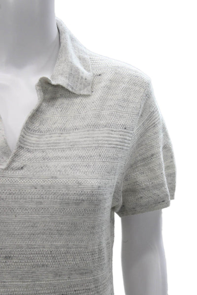 Vineyard Vines Mens Striped Linen Polo Collared Short Sleeve Gray Size XS