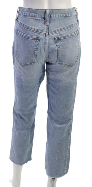 J Crew Womens High Rise Straight Jeans Blue Cotton Button Size 26