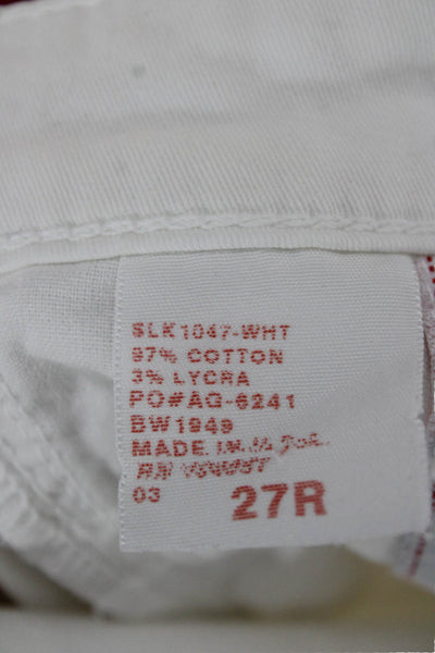 Adriano Goldschmied Womens White Capri Jeans Mid Rise Cotton Blend Size 27