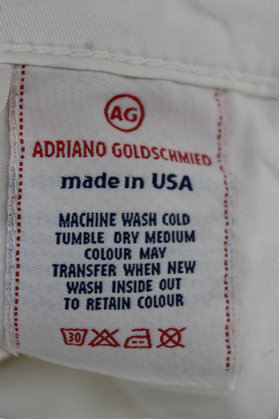 Adriano Goldschmied Womens White Capri Jeans Mid Rise Cotton Blend Size 27