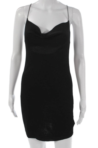 525 Women Slip Dress Black Cowl Neck Sleeveless Short Size XS