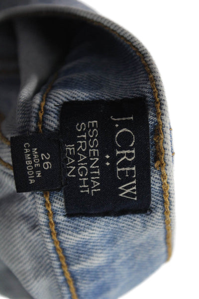 J Crew Womens High Rise Straight Jeans Blue Cotton Button Size 26