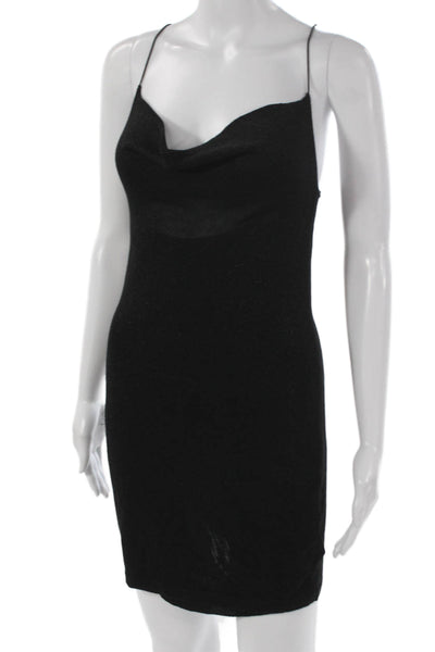 525 Women Slip Dress Black Cowl Neck Sleeveless Short Size XS