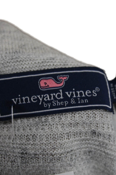 Vineyard Vines Mens Striped Linen Polo Collared Short Sleeve Gray Size XS