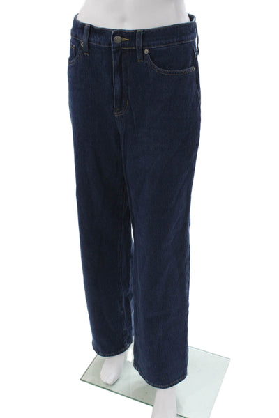 J Crew Women Straight Jeans Blue Mid-Rise Button Cotton Size 30