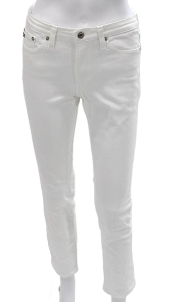AG Adriano Goldschmied Women Skinny Jeans White Mid Rise Cotton Size 26