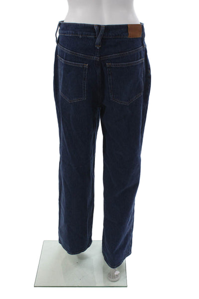 J Crew Women Straight Jeans Blue Mid-Rise Button Cotton Size 30