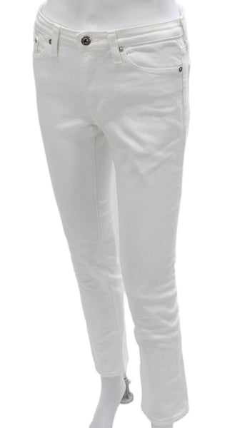 AG Adriano Goldschmied Women Skinny Jeans White Mid Rise Cotton Size 26