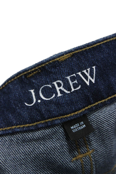 J Crew Women Straight Jeans Blue Mid-Rise Button Cotton Size 30