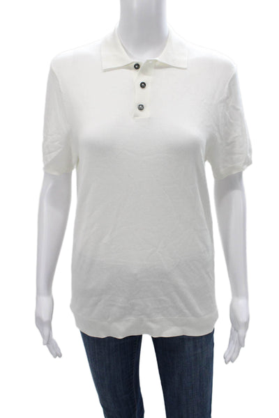 Zara Mens Short Sleeve Collared Polo White Viscose Polyamide Size S