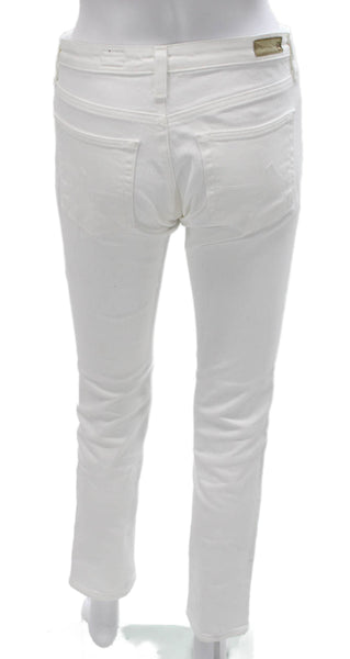 AG Adriano Goldschmied Women Skinny Jeans White Mid Rise Cotton Size 26