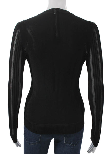 Bottega Veneta Women Black Knit Pullover Sweater Crew Neck Long Sleeve Size 42