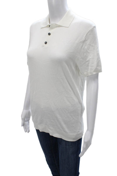 Zara Mens Short Sleeve Collared Polo White Viscose Polyamide Size S