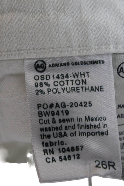 AG Adriano Goldschmied Women Skinny Jeans White Mid Rise Cotton Size 26