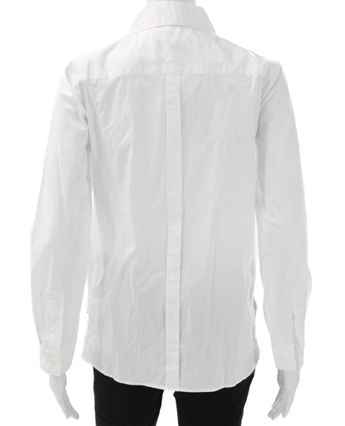 Vilagallo Womens Basic Cotton Collared Button-Up Long Sleeve White Size 2