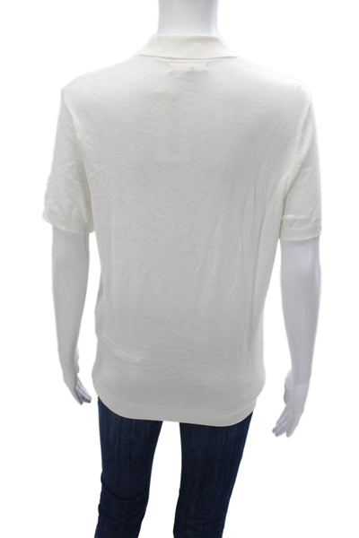 Zara Mens Short Sleeve Collared Polo White Viscose Polyamide Size S