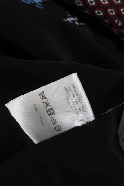 Sandro Womens Silk V-Neck Tunic Blouse Black Long Sleeve Size 2